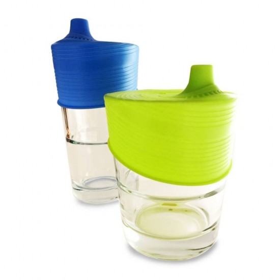 Set 2 capace universale silicon cu cioc- Silikids - Blue&Lime