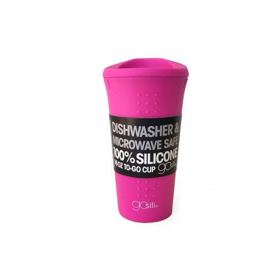 Cana multifunctionala din silicon cu capac - GoSili - Hot Pink